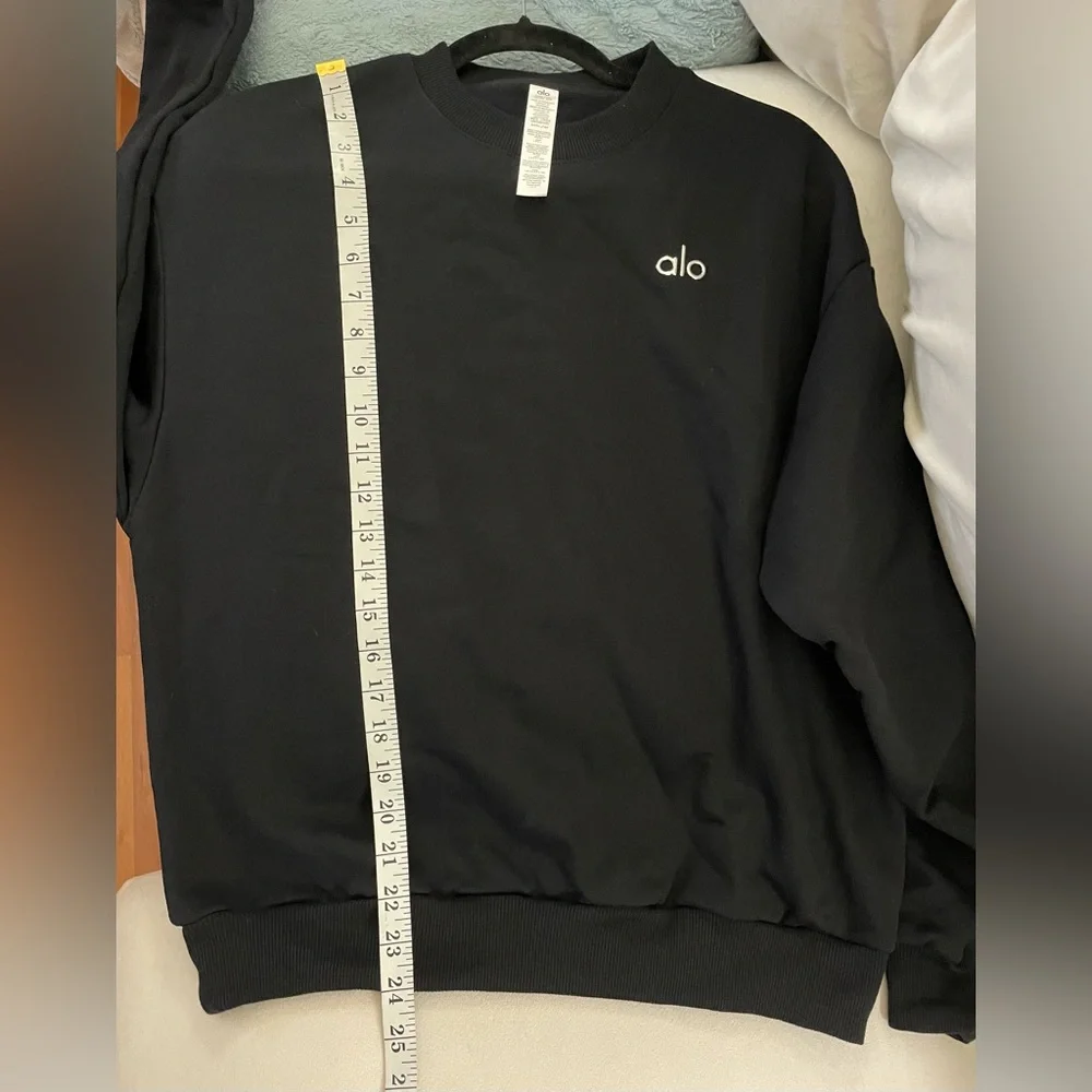 Alo Yoga NWT Accolade Crew Neck Pullover Black Size XXS Oversized